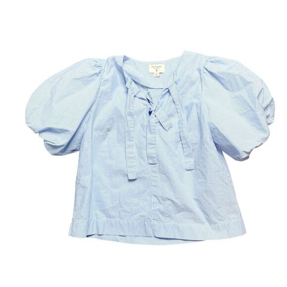 NWOT KATE SPADE X TARGET Blue and White Striped Puff Sleeve Blouse Size Small - Picture 2 of 7